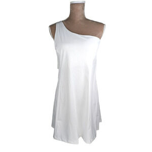 Outdoor Voices One Shoulder Dress Women's L White NWT Shelf Bra Athletic Tennis
